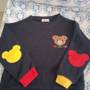 Miki House Navy Sweatshirt with Bear Patch